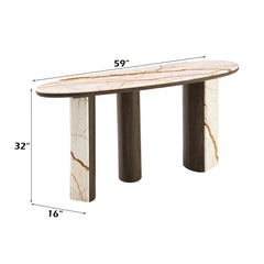 Haidar Natural Marble/Brown Console Table - Ornate Home
