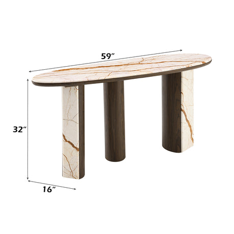 Haidar Natural Marble/Brown Console Table - Ornate Home