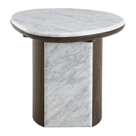 Haidar Natural Marble/Brown End Table - Ornate Home