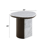 Haidar Natural Marble/Brown End Table - Ornate Home
