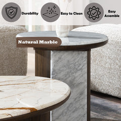 Haidar Natural Marble/Brown End Table - Ornate Home