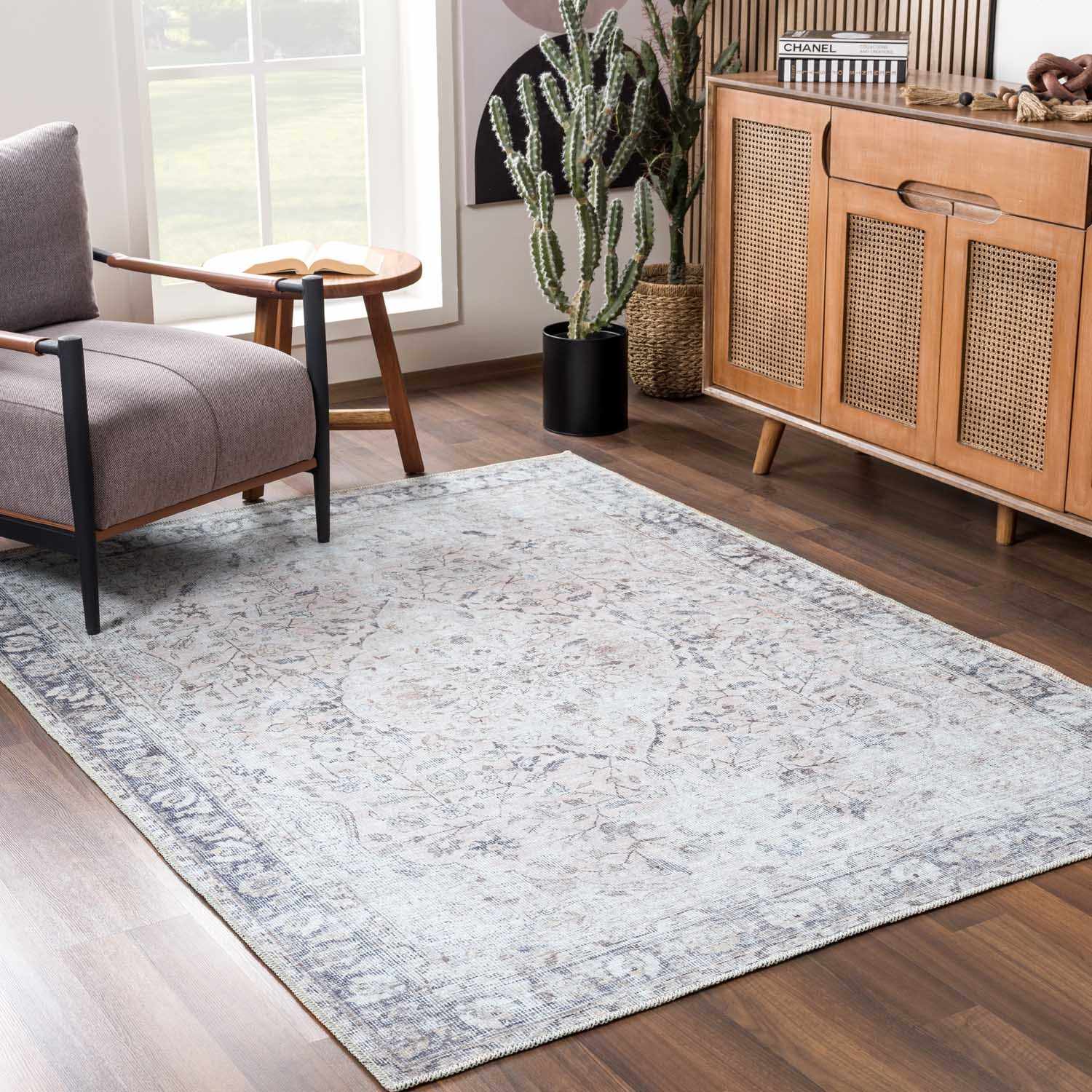 Haile Green & Pink Washable Area Rug - Clearance - Ornate Home