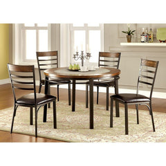 Hailey Natural Elm/Bronze Round Dining Table - Ornate Home