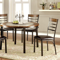 Hailey Natural Elm/Bronze Round Dining Table - Ornate Home