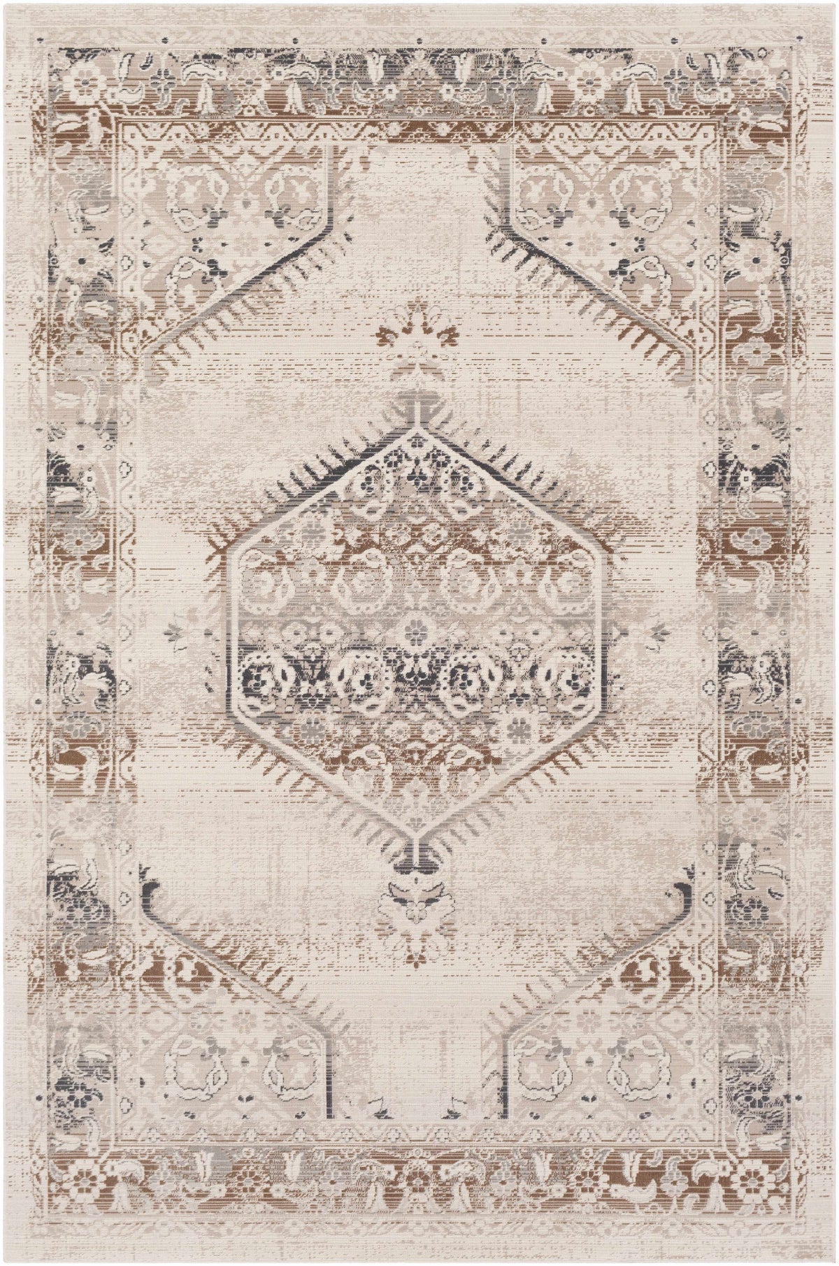 Hainesville White Medallion 10' Runner Rug - Clearance - Ornate Home