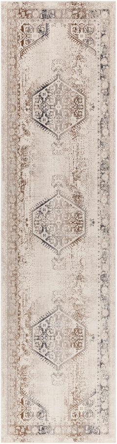 Hainesville White Medallion 10' Runner Rug - Clearance - Ornate Home