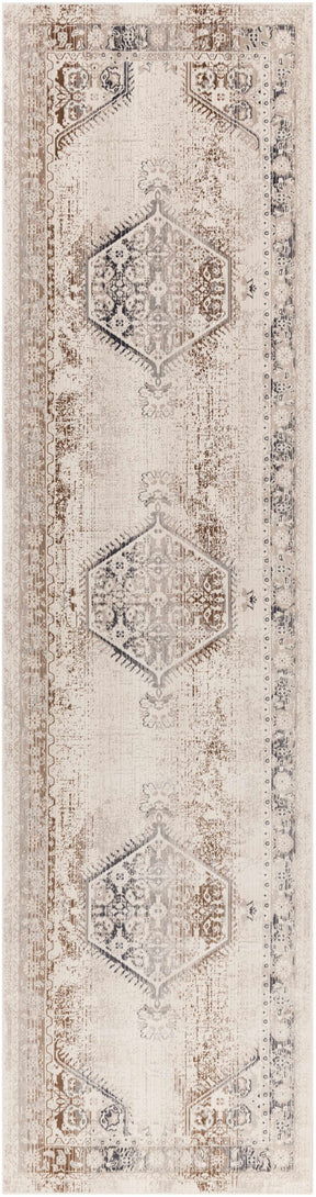 Hainesville White Medallion 10' Runner Rug - Clearance - Ornate Home