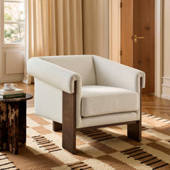 Halbrook Ivory Linen Blend Tripod Accent Chair - Ornate Home
