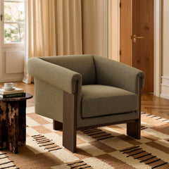 Halbrook Olive Linen Blend Tripod Accent Chair - Ornate Home