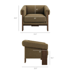 Halbrook Olive Linen Blend Tripod Accent Chair - Ornate Home