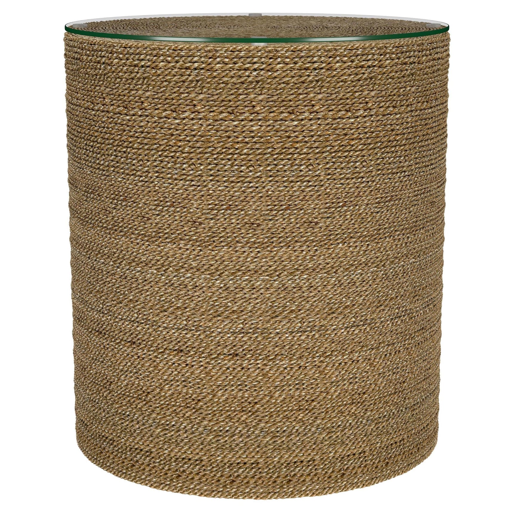 Halden Light Brown Round Woven Seagrass Accent Side Table - Ornate Home