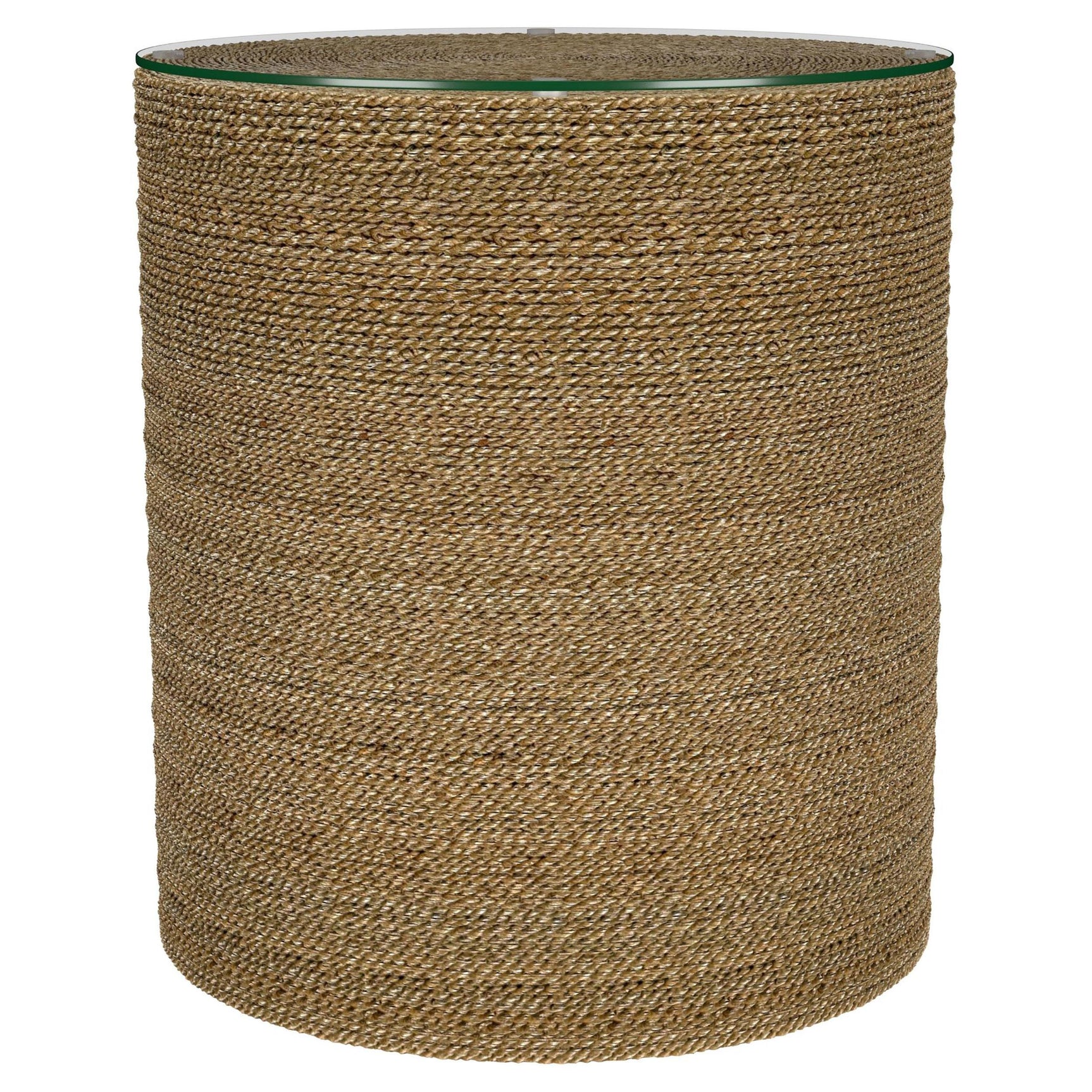 Halden Light Brown Round Woven Seagrass Accent Side Table - Ornate Home