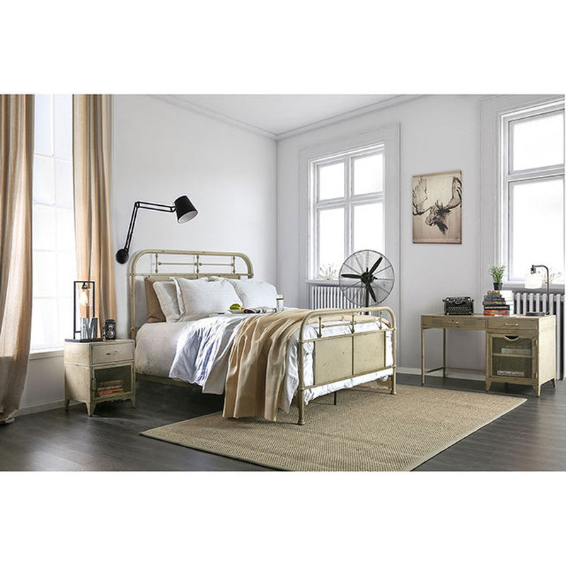 Haldus Distressed Ivory Cal.King Bed - Ornate Home