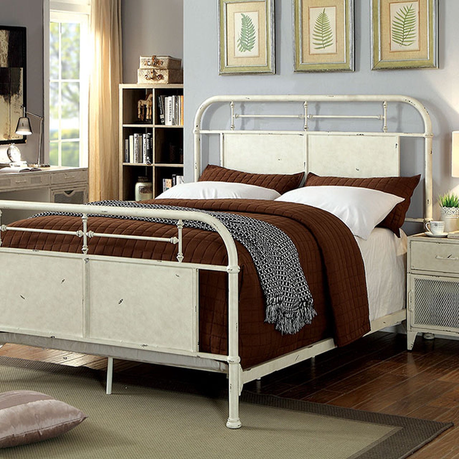 Haldus Distressed White Cal.King Bed - Ornate Home