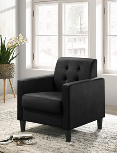 Hale Black 27.5"W Velvet Accent Armchair - Ornate Home