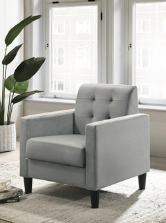 Hale Light Gray 27.5"W Velvet Accent Armchair - Ornate Home
