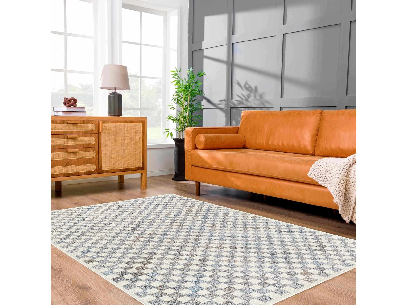 Halen Gray Checkered Area Rug - Ornate Home