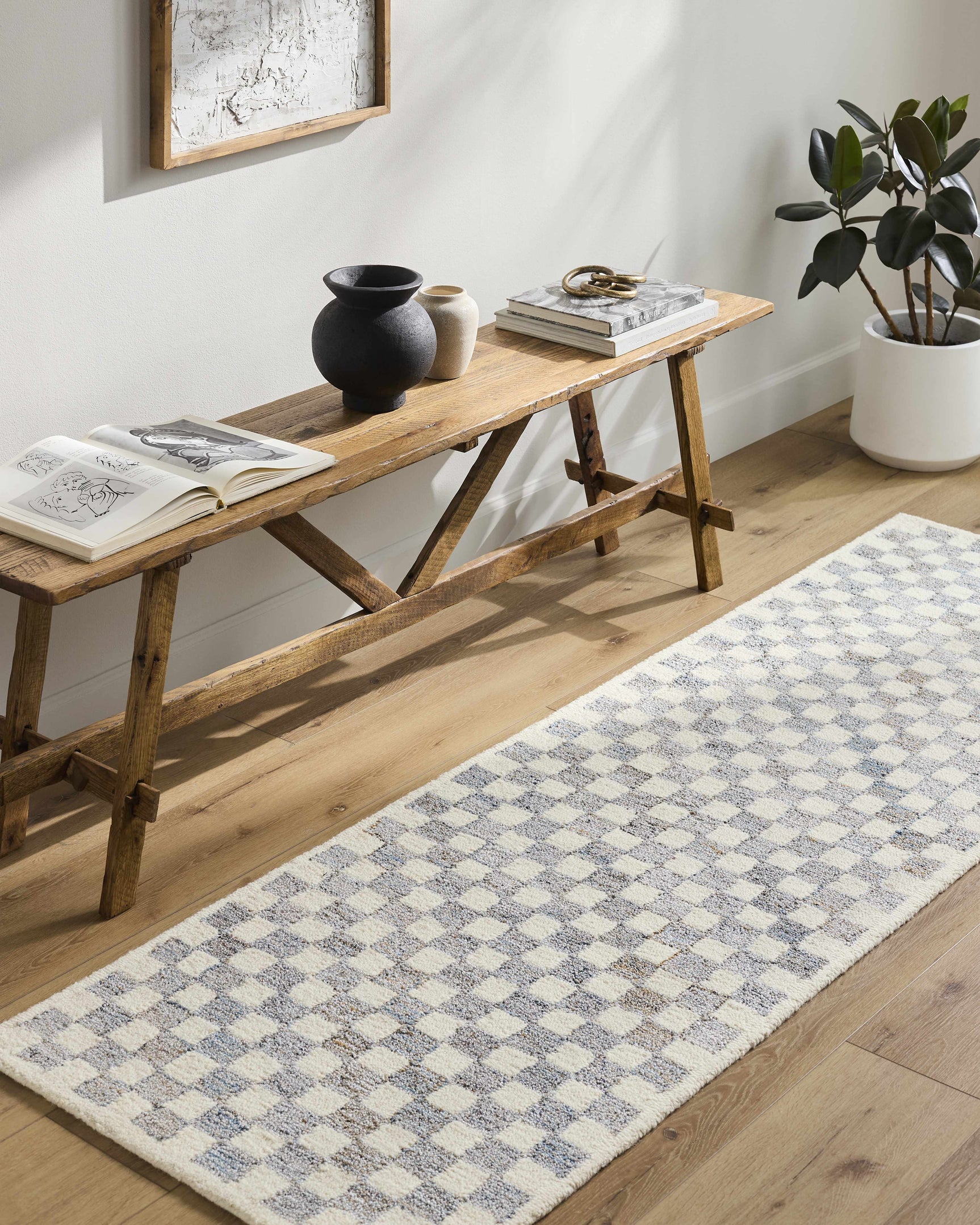 Halen Gray Checkered Area Rug - Ornate Home