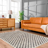 Halen Taupe Checkered Area Rug - Ornate Home