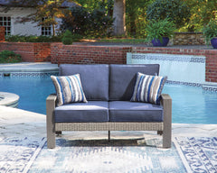 Half Moon Beach Blue/Gray Loveseat w/Cushion - Ornate Home