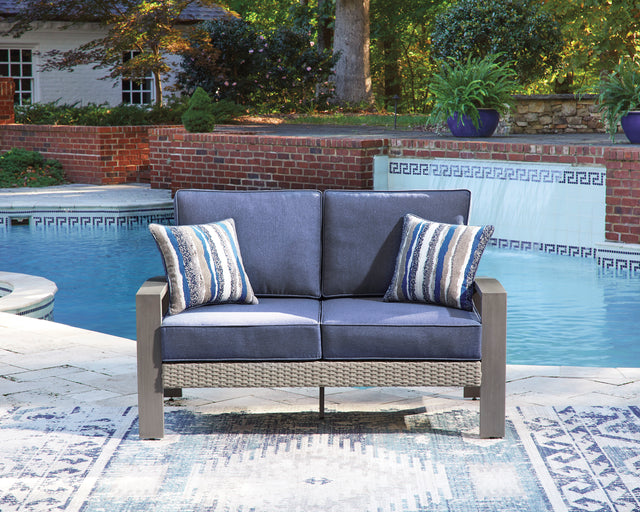 Half Moon Beach Blue/Gray Loveseat w/Cushion - Ornate Home