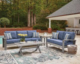 Half Moon Beach Blue/Gray Sofa with Cushion - Ornate Home