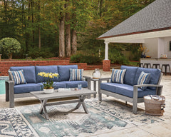 Half Moon Beach Blue/Gray Sofa with Cushion - Ornate Home