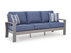 Half Moon Beach Blue/Gray Sofa with Cushion - Ornate Home