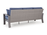 Half Moon Beach Blue/Gray Sofa with Cushion - Ornate Home
