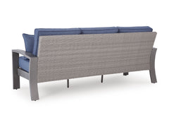 Half Moon Beach Blue/Gray Sofa with Cushion - Ornate Home