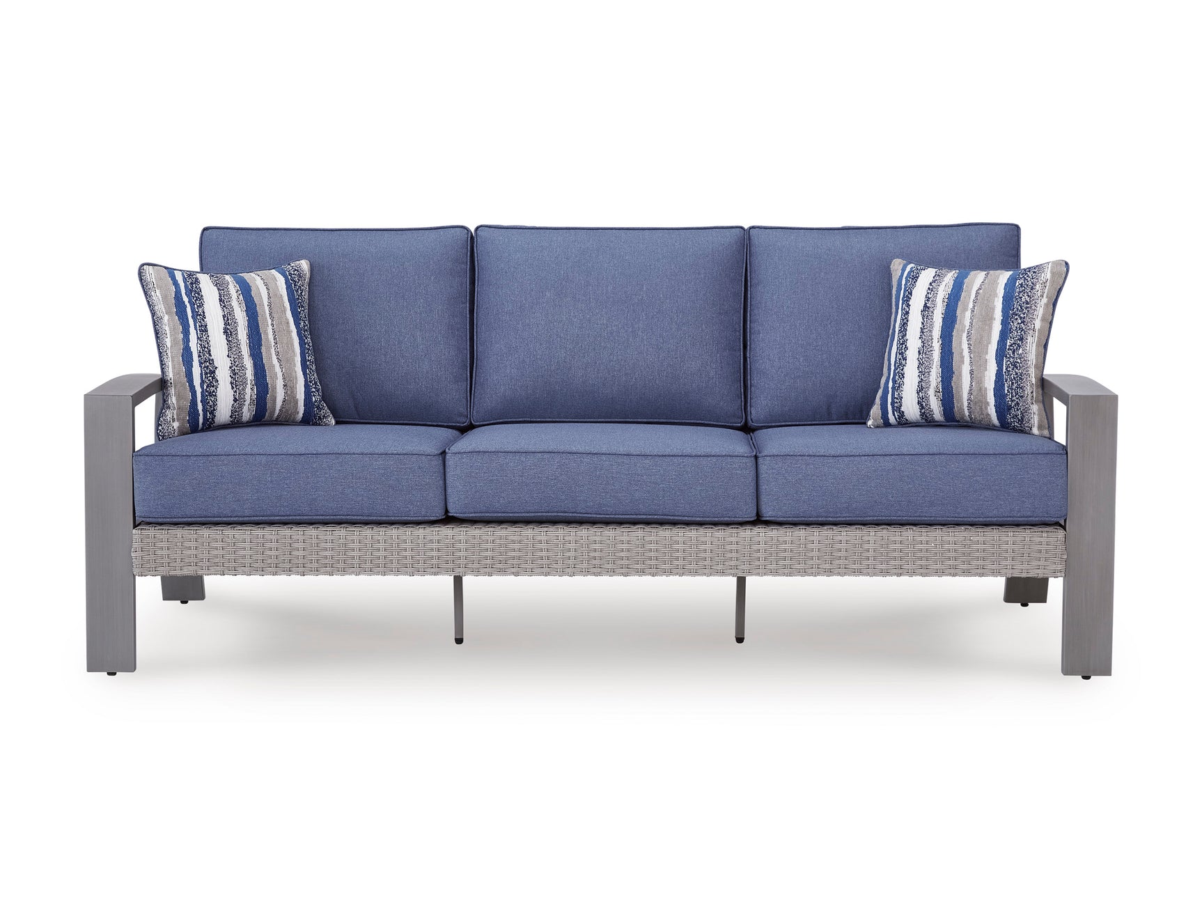 Half Moon Beach Blue/Gray Sofa with Cushion - Ornate Home