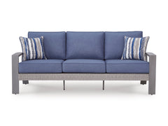 Half Moon Beach Blue/Gray Sofa with Cushion - Ornate Home