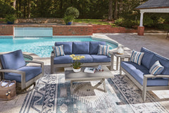 Half Moon Beach Blue/Gray Sofa with Cushion - Ornate Home