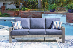 Half Moon Beach Blue/Gray Sofa with Cushion - Ornate Home