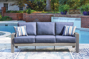 Half Moon Beach Blue/Gray Sofa with Cushion - Ornate Home