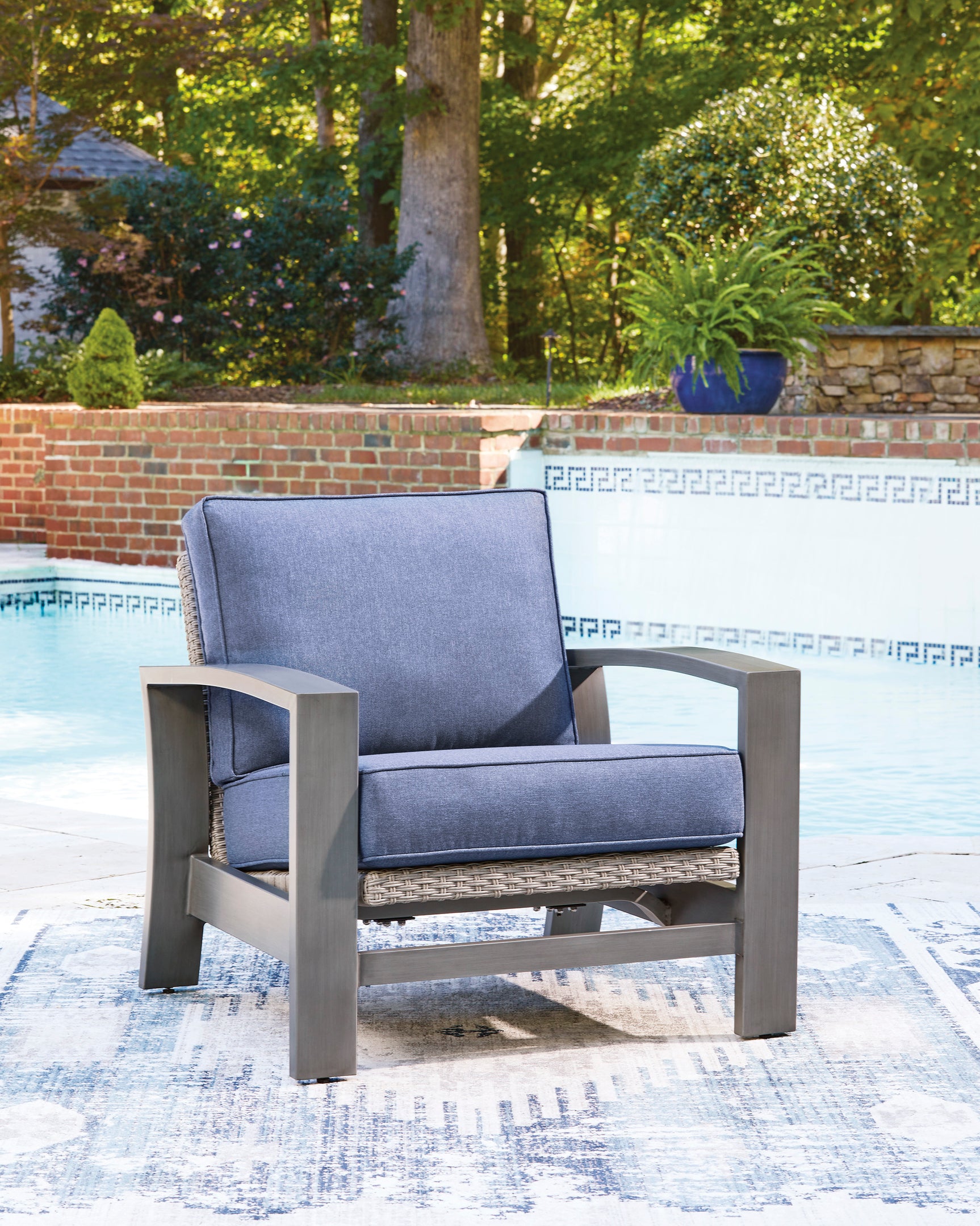 Half Moon Beach Blue/Gray Spring Lounge Chair - Ornate Home