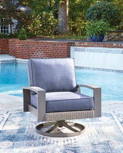 Half Moon Beach Blue/Gray Swivel Lounge w/ Cushion - Ornate Home