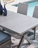 Half Moon Beach Gray RECT Dining Table w/UMB OPT - Ornate Home