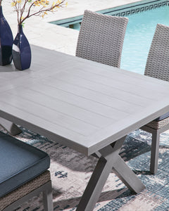 Half Moon Beach Gray RECT Dining Table w/UMB OPT - Ornate Home