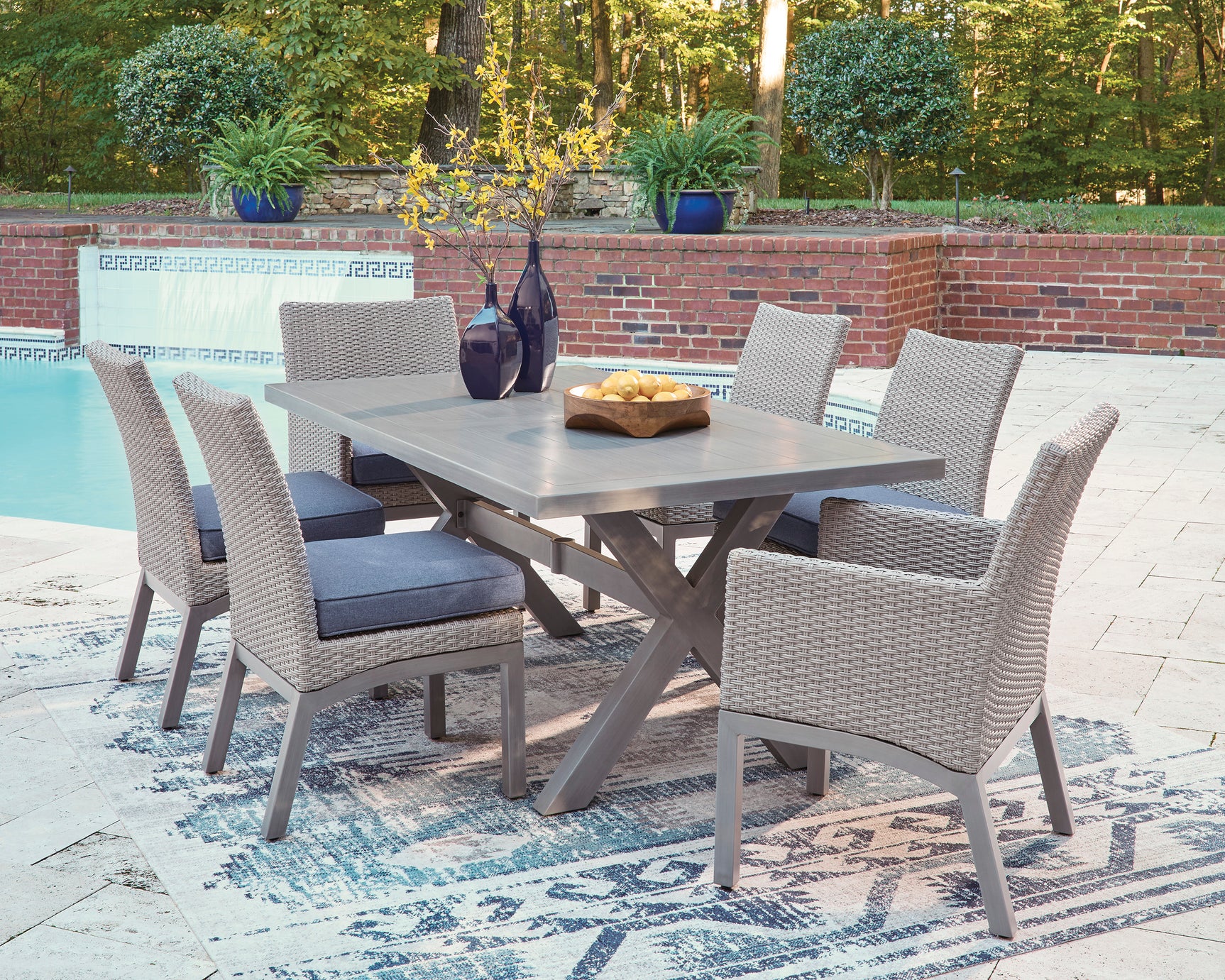 Half Moon Beach Gray RECT Dining Table w/UMB OPT - Ornate Home