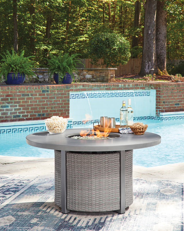 Half Moon Beach Gray Round Fire Pit Table - Ornate Home