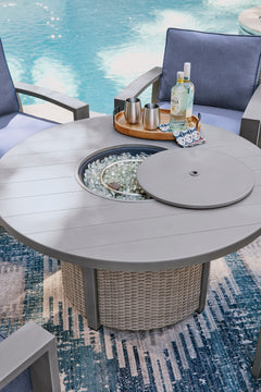 Half Moon Beach Gray Round Fire Pit Table - Ornate Home