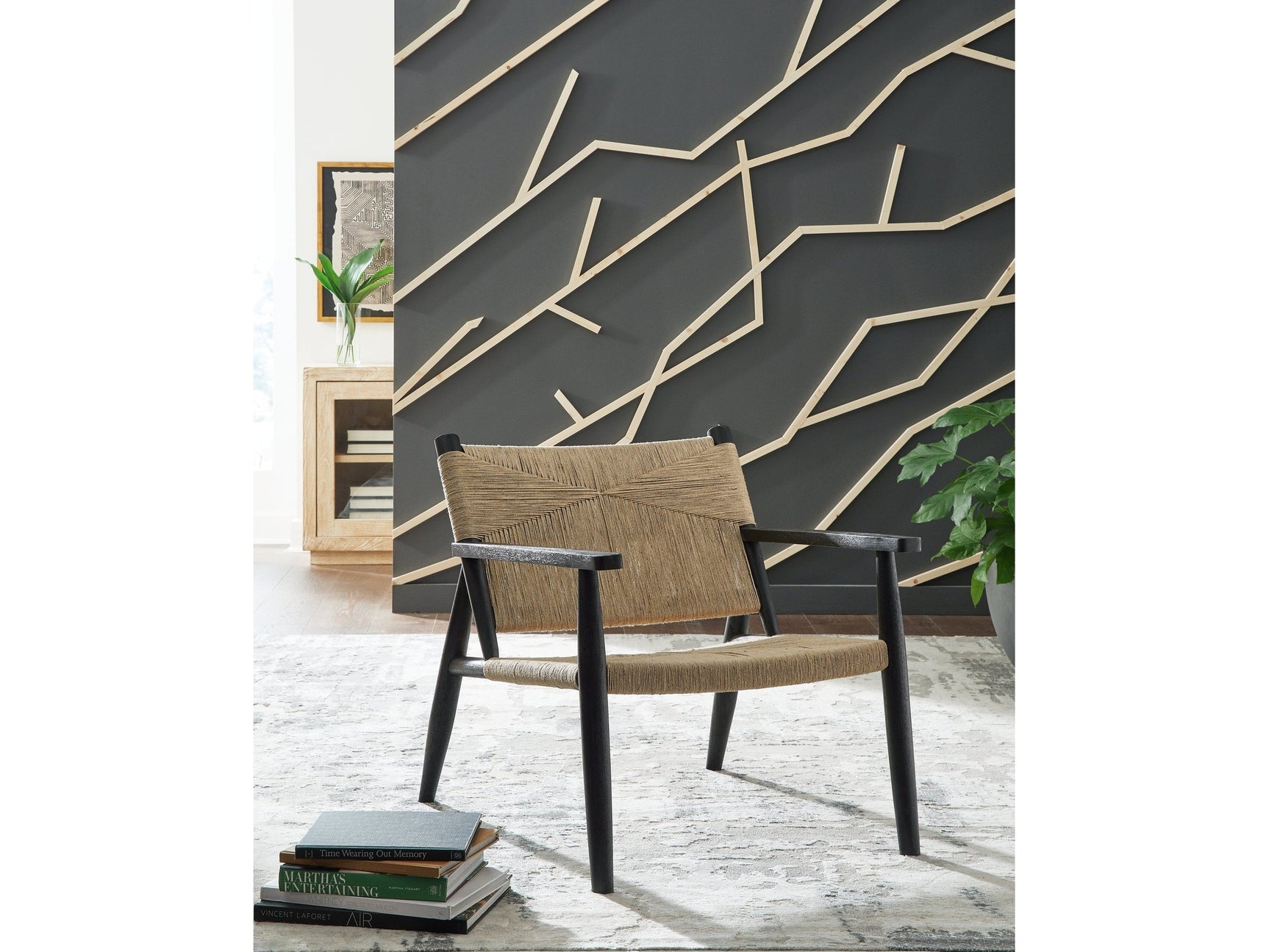 Halfmore Black/Natural Accent Chair - Ornate Home