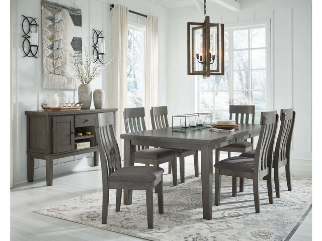 Hallanden Gray Dining Room Set w/ Storage Sideboard / 8pc (Online Special Price) - Ornate Home