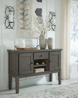 Hallanden Gray Dining Room Set w/ Storage Sideboard / 8pc (Online Special Price) - Ornate Home