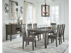 Hallanden Gray Dining Room Set w/ Storage Sideboard / 8pc - Ornate Home