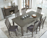 Hallanden Gray Dining Room Set w/ Storage Sideboard / 8pc - Ornate Home