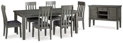 Hallanden Gray Dining Room Set w/ Storage Sideboard / 8pc - Ornate Home