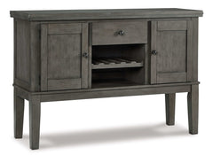 Hallanden Gray Dining Room Set w/ Storage Sideboard / 8pc - Ornate Home