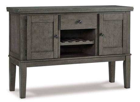 Hallanden Gray Dining Room Set w/ Storage Sideboard / 8pc - Ornate Home